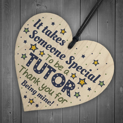 Personalised Mentor/Teacher Thank You Plaque - Handmade Wooden Heart, Gold Glitter, Custom Name 9 thumbnail image