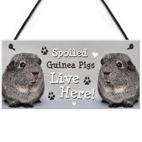 Red Ocean Spoiled Guinea Pigs Live Here Handmade Gift Sign For Guinea Pig Owners Pet Gift