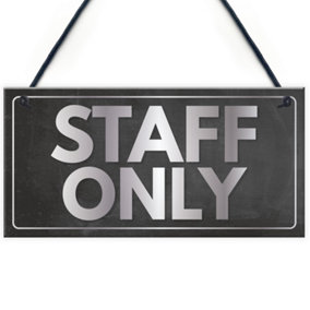 Red Ocean Staff Only Hanging Plaque Door Shop Wall Office Retail Restaurant Bathroom Toilet Sign