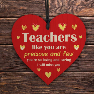 Red Ocean Teacher Gifts Wooden Heart Thank You Teacher Nursery Gifts ...