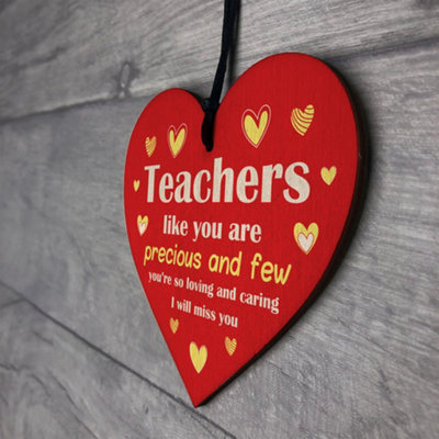 Red Ocean Teacher Gifts Wooden Heart Thank You Teacher Nursery Gifts ...