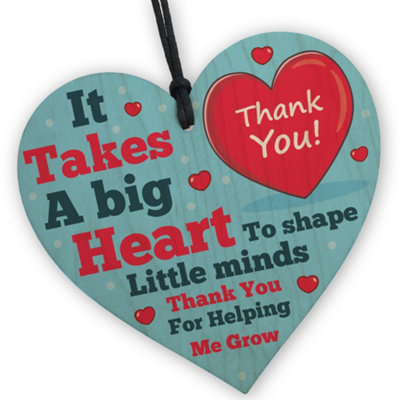Red Ocean Teacher Wood Heart Gift - Thank You Gifts for School Teacher ...