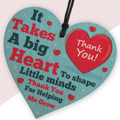 Red Ocean Teacher Wood Heart Gift - Thank You Gifts for School Teacher ...