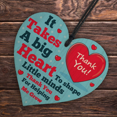 Red Ocean Teacher Wood Heart Gift - Thank You Gifts for School Teacher ...