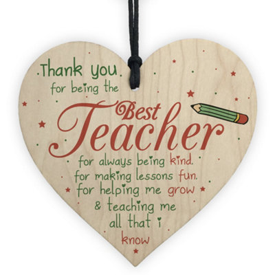Red Ocean Thank You Best Teacher Gift Wooden Heart Best Nursery Gifts ...