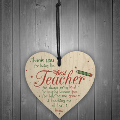 Red Ocean Thank You Best Teacher Gift Wooden Heart Best Nursery Gifts ...