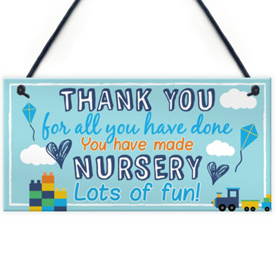 Red Ocean THANK YOU Gift For Nursery Teacher Hanging Sign Plaque