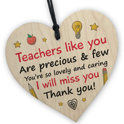 Red Ocean Thank You Gift For Teacher Heart Plaque Handmade Wooden ...
