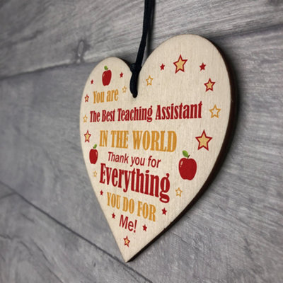 Red Ocean THANK YOU Gift For Teaching Assistant TA Wood Heart Nursery ...