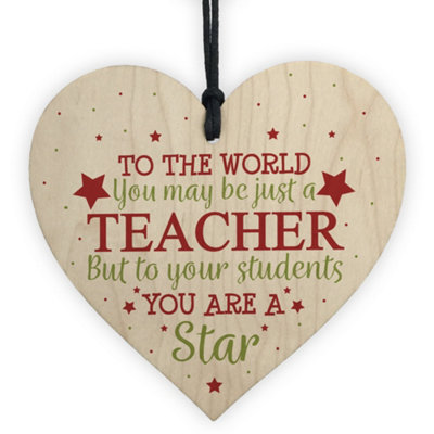 Red Ocean Thank You Teacher Gift Wooden Heart Leaving Goodbye Teaching ...