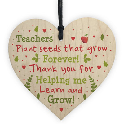 Red Ocean Thank You Teacher Gift Wooden Heart Leaving School Nursery ...