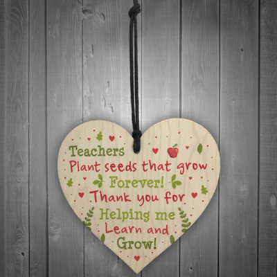 Red Ocean Thank You Teacher Gift Wooden Heart Leaving School Nursery ...