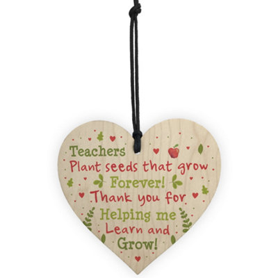 Red Ocean Thank You Teacher Gift Wooden Heart Leaving School Nursery ...