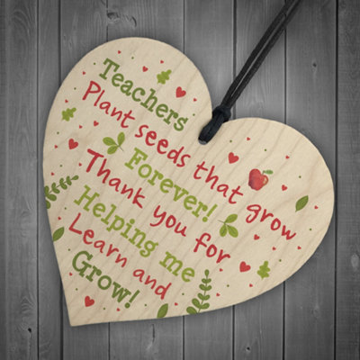 Red Ocean Thank You Teacher Gift Wooden Heart Leaving School Nursery ...