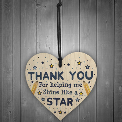 Red Ocean Thank You Wooden Heart Gift For Teacher Gift For Teaching ...