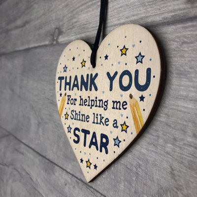 Red Ocean Thank You Wooden Heart Gift For Teacher Gift For Teaching ...