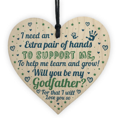 RED OCEAN WILL YOU BE MY GODFATHER WOODEN HEART GODPARENT ASKING ...