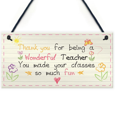 Red Ocean Wonderful Teacher Sign Leaving Nursery School Preschool ...