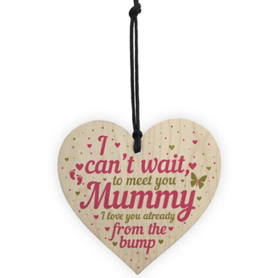 Red Ocean Wooden Heart Gift From Baby To Mummy To Be From Bump Present ...
