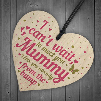 Red Ocean Wooden Heart Gift From Baby To Mummy To Be From Bump Present ...