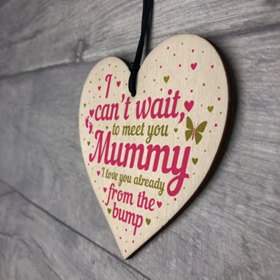 Red Ocean Wooden Heart Gift From Baby To Mummy To Be From Bump Present ...