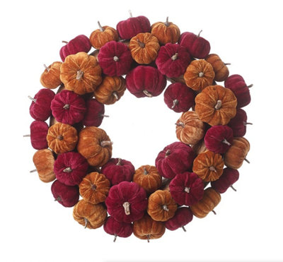 Red & Orange Pumpkin Halloween Autumn Wreath