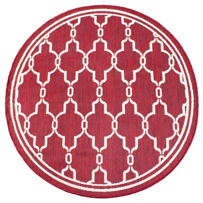 Red Outdoor Rug, Geometric Stain-Resistant Rug For Patio Decks Garden ...
