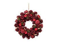 Red Pinecone & Apple Wreath - 30cm (12") Diameter (P027739)