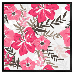Red & pink floral (Picutre Frame) / 20x20" / Oak