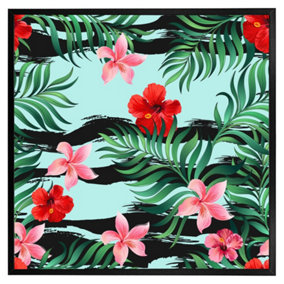 Red & pink tropical plants (Picutre Frame) / 20x20" / Black