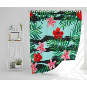 Red & Pink Tropical Plants (Shower Curtain) / Default Title