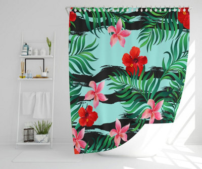 Red & Pink Tropical Plants (Shower Curtain) / Default Title