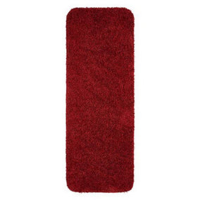 Red Plain , Anti-slip Shaggy Rug Easy to clean Dining Room-67cm X 150cm