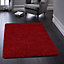 Red Plain , Anti-slip Shaggy Rug Easy to clean Dining Room-67cm X 200cm