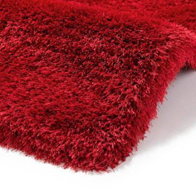 Red Plain Handmade Modern Shaggy Easy to clean Rug for Bed Room Living ...