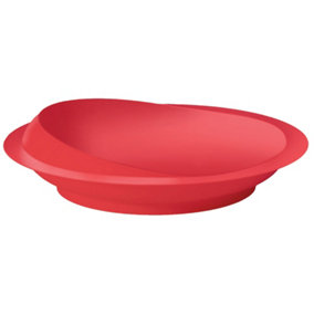 Red Plastic Scoop Plate - Removable Suction Cup Base - Independent Dining Aid