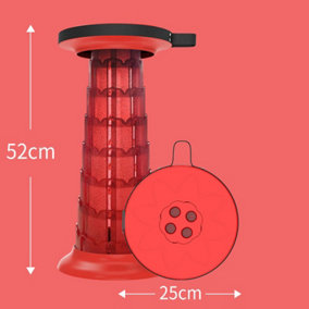Red Portable Folding Camping Telescopic Stool Heightened Lotus Model