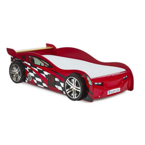 Red Race Car Bed Frame With Underbed Storage Drawer - Single