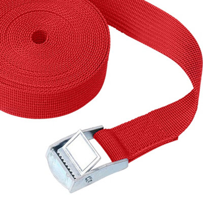 Red Ratchet Tie Down, (W)25mm Adjustable Buckled Straps (L)1M