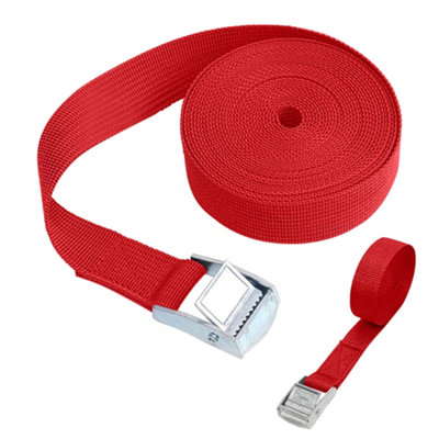 Red Ratchet Tie Down, (W)25mm Adjustable Buckled Straps (L)5M