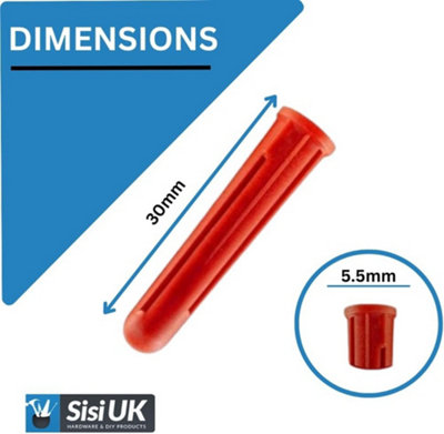 Red Raw Plugs 30mm House Wall Plugs Raw Plugs for fastenings in ...