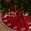 Red Reindeer Pattern Christmas Tree Skirt Christmas Decoration 120 cm