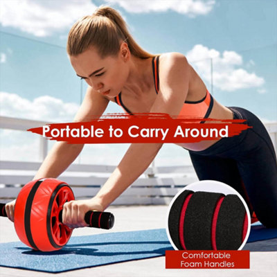 Red Roller Exercise Wheel Abdominal Core Strength Workout Muscle Cruncher