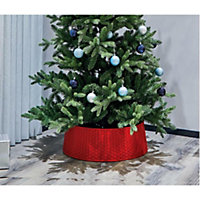 Red Round Rattan Wicker Christmas Tree Skirt -  Large