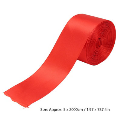 Red Satin Finish Line Ribbon for School Events and Gift Wrapping-20m Long