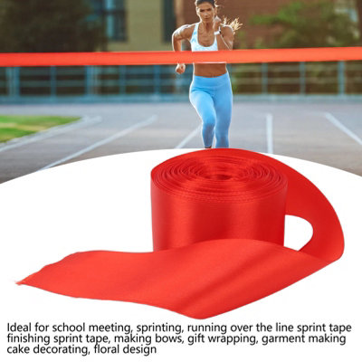 Red Satin Finish Line Ribbon for School Events and Gift Wrapping-20m Long