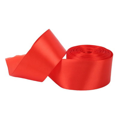 Red Satin Finish Line Ribbon for School Events and Gift Wrapping-20m Long