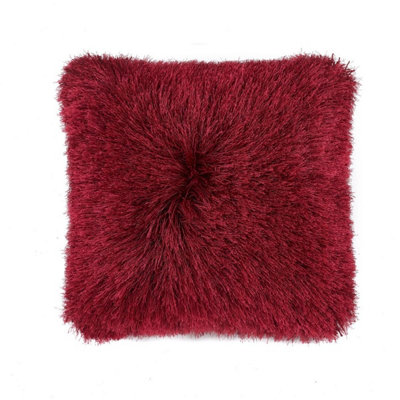 Red Shaggy Rug, Anti-Shed Plain Rug, Modern Luxurious Red Rug for Bedroom, Living Room, & Dining Room-43 X 43cm (Cushion)