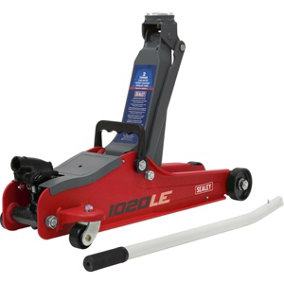 Red Short Chassis Trolley Jack - 2000kg Limit - 385mm Max Height - Low Entry