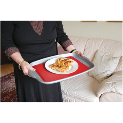 Red Silicone Rubber Anti Slip Table Mat - 355 x 255mm - Dishwasher Safe Dining